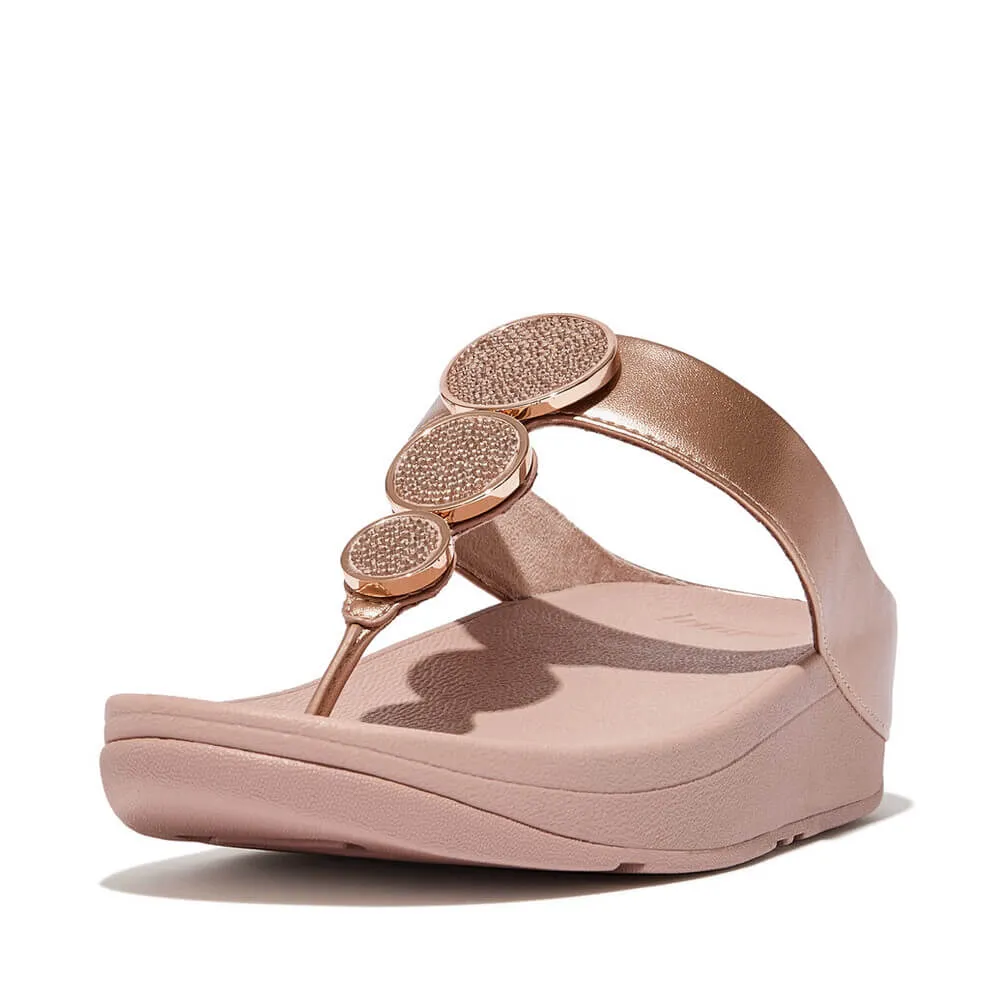 FitFlop Halo Bead Circle Metallic Sandals - Rose Gold