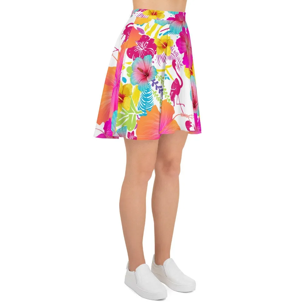 FLAMINGOS HIBISCUS SKATER SKIRT