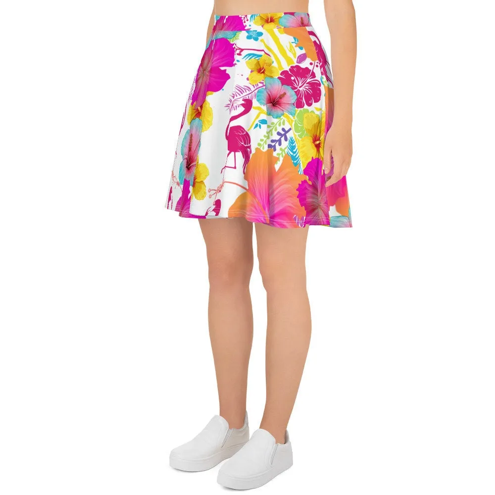 FLAMINGOS HIBISCUS SKATER SKIRT