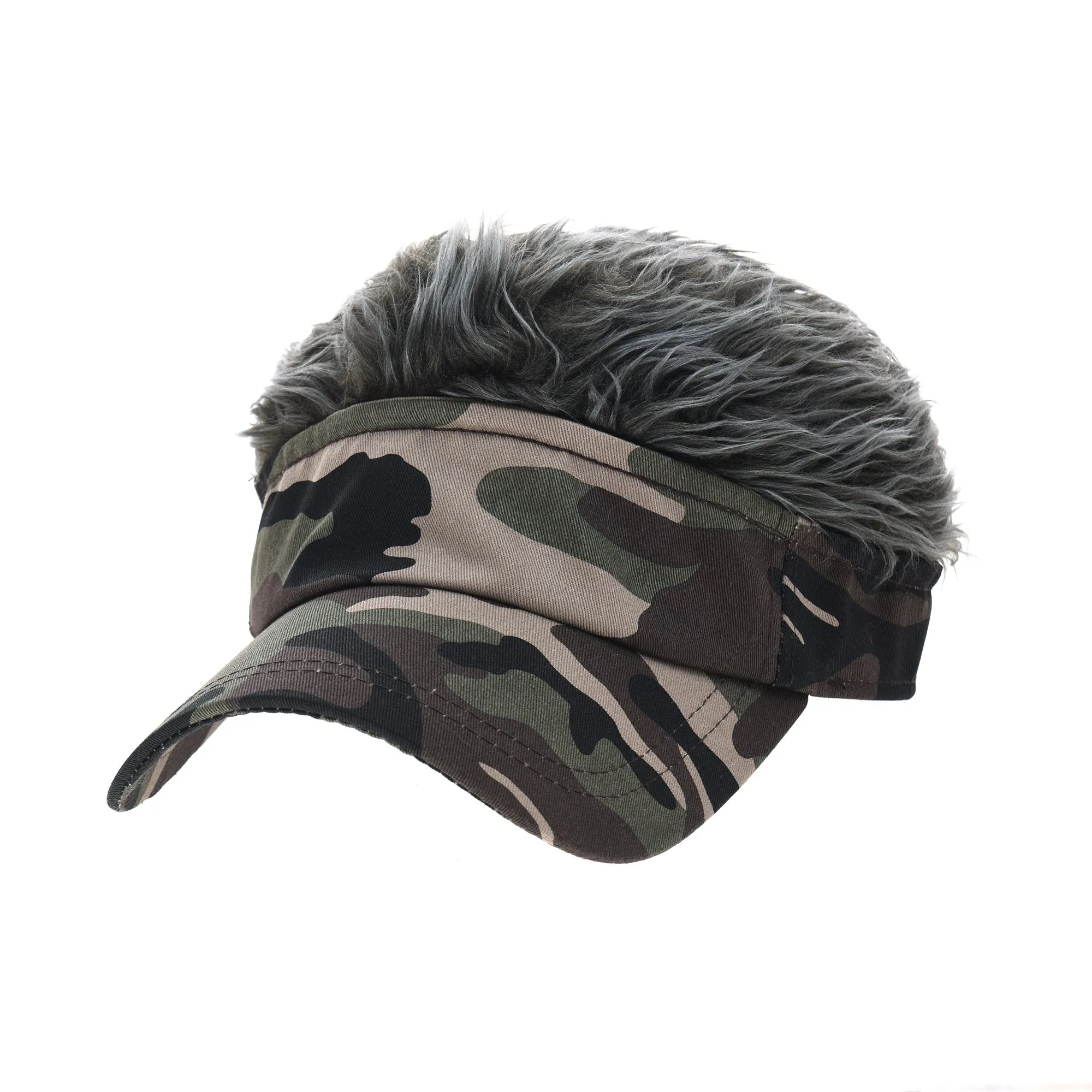 Flare Hair Sun Visor Cap with Fake Hair Wig Novelty KR1588