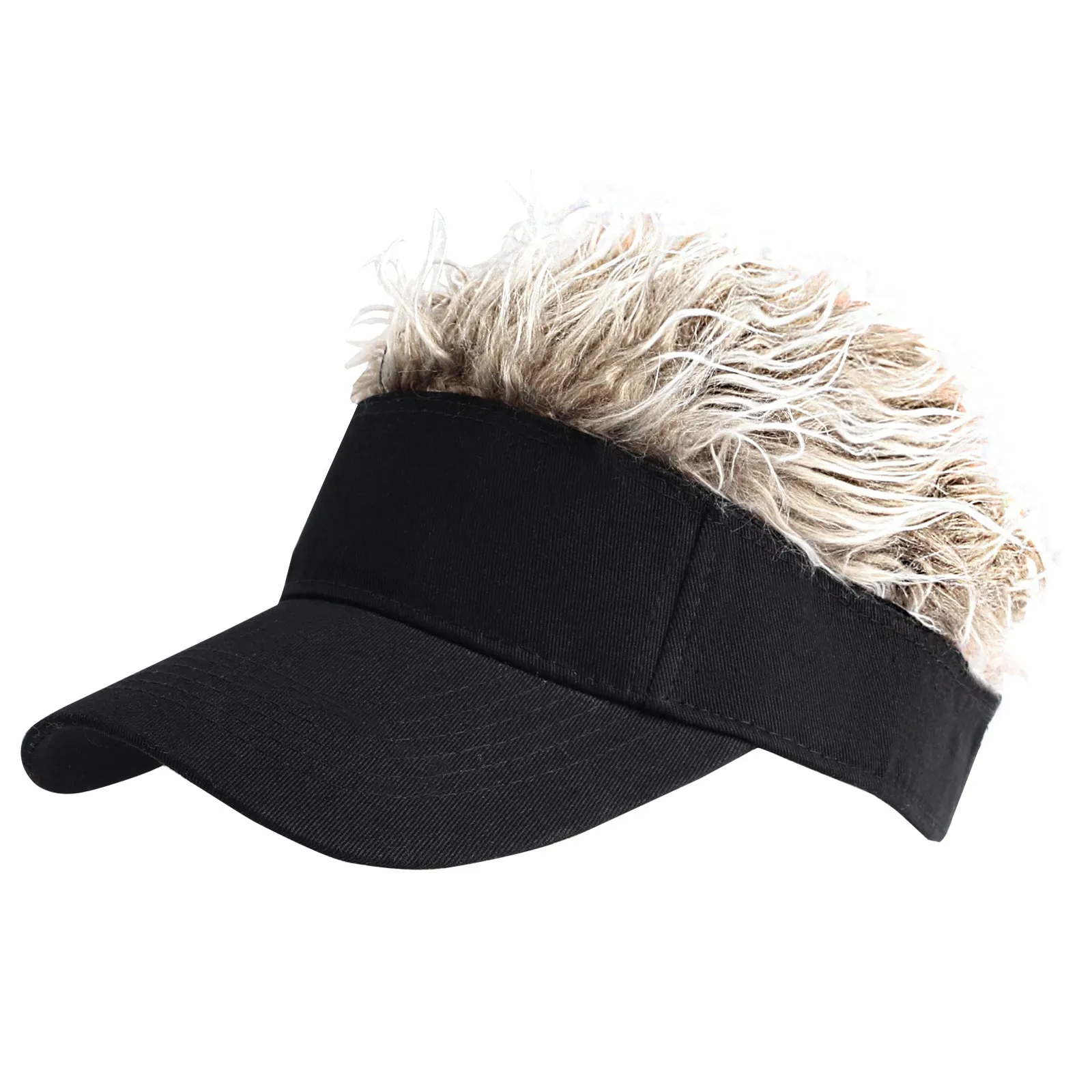 Flare Hair Sun Visor Cap with Fake Hair Wig Novelty KR1588