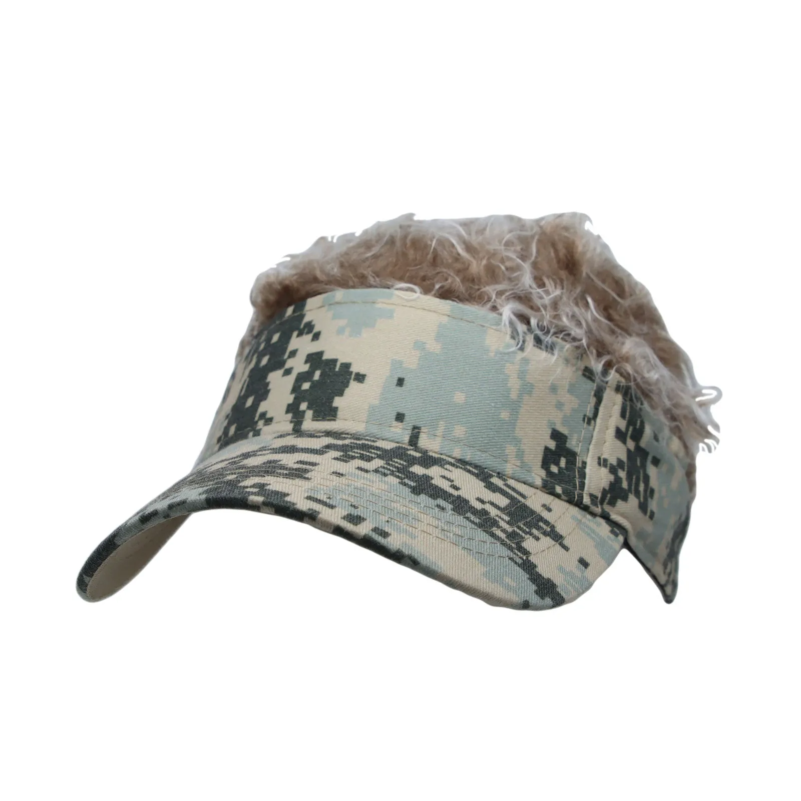 Flare Hair Sun Visor Cap with Fake Hair Wig Novelty KR1588