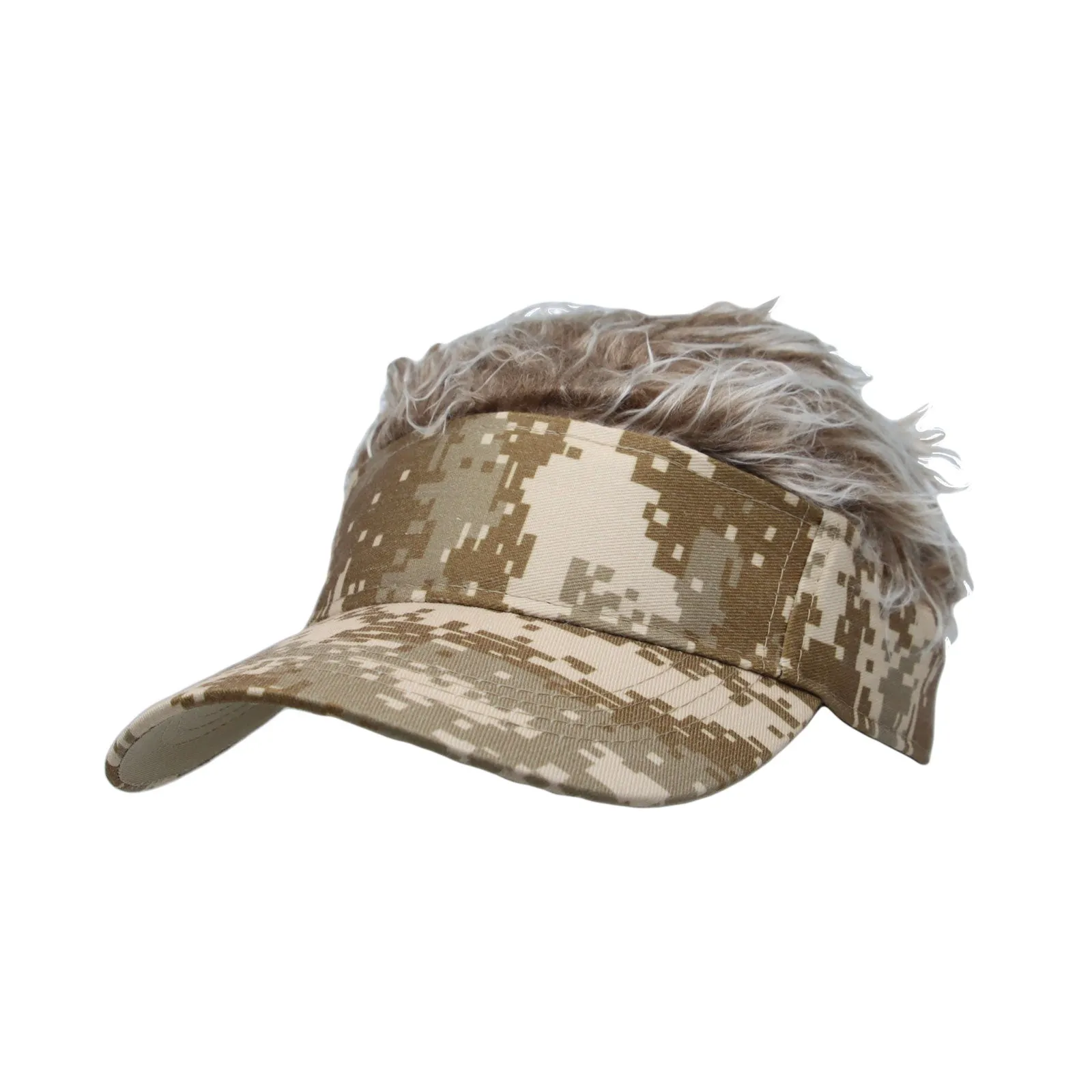 Flare Hair Sun Visor Cap with Fake Hair Wig Novelty KR1588