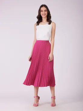 Flared Pleated Maxi Skirt - Fuchsia