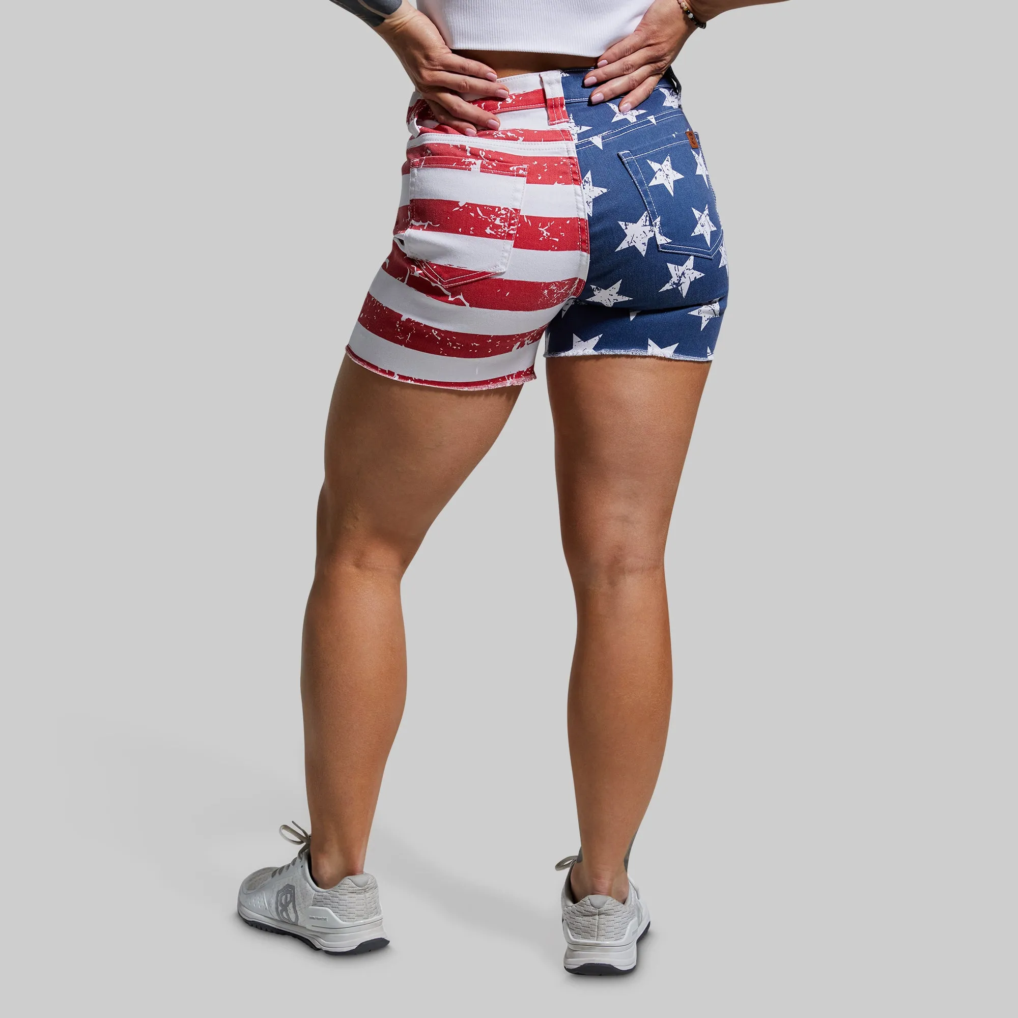 FLEX Stretchy Jean Short (Vintage American Flag)