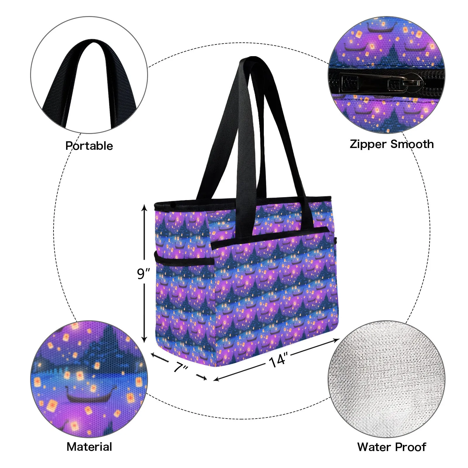 Floating Lanterns Large Capacity Insulated Tote Bag