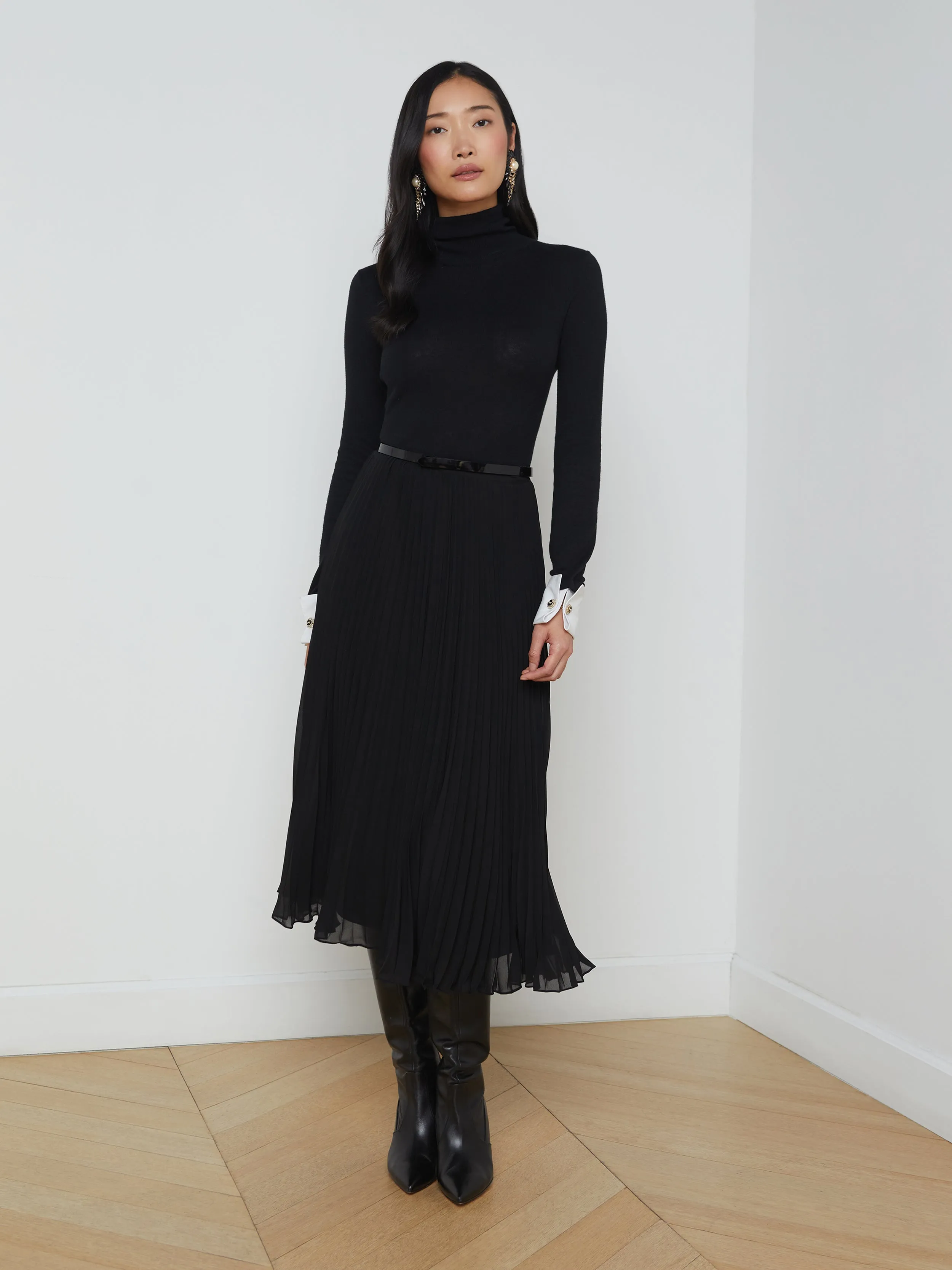 Flora Poplin Cuff Turtleneck