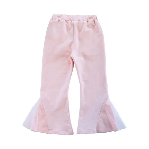 Floral Applique Trumpet Pants - Pink