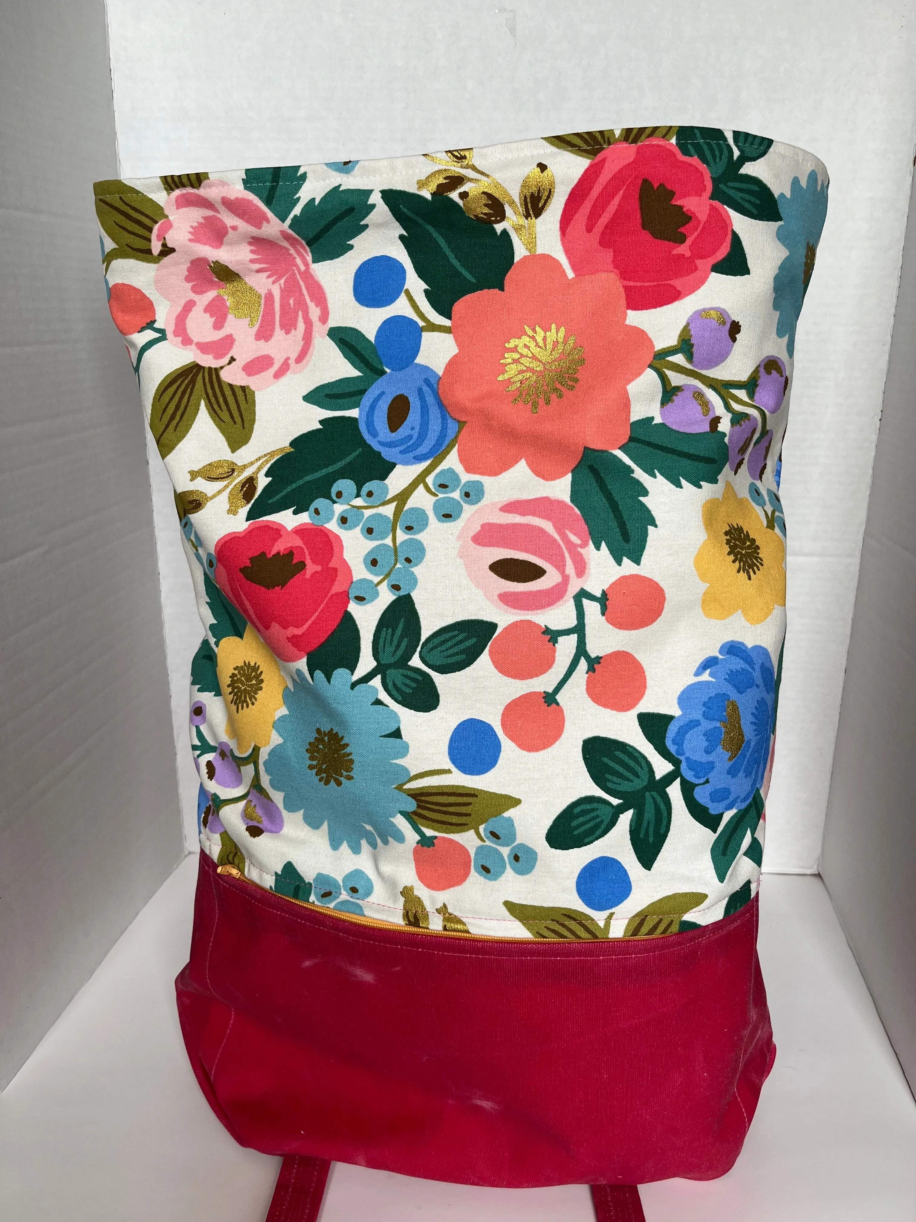 Floral Canvas and Waxed Canvas Rucksack made with Rifle Paper Co