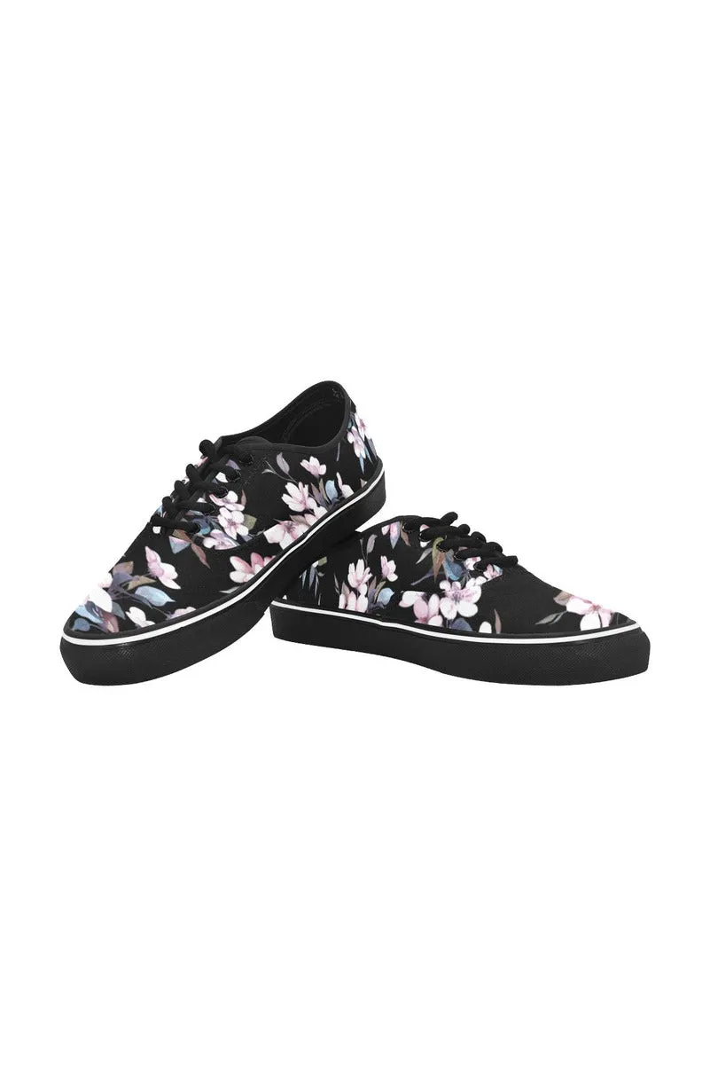 Floral Flare Classic Women's Canvas Low Top Shoes (Model E001-4)