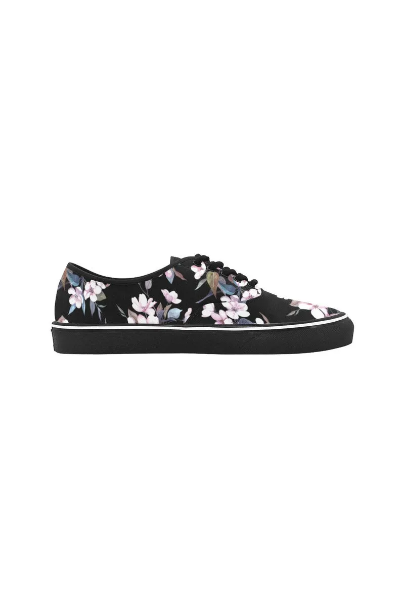 Floral Flare Classic Women's Canvas Low Top Shoes (Model E001-4)