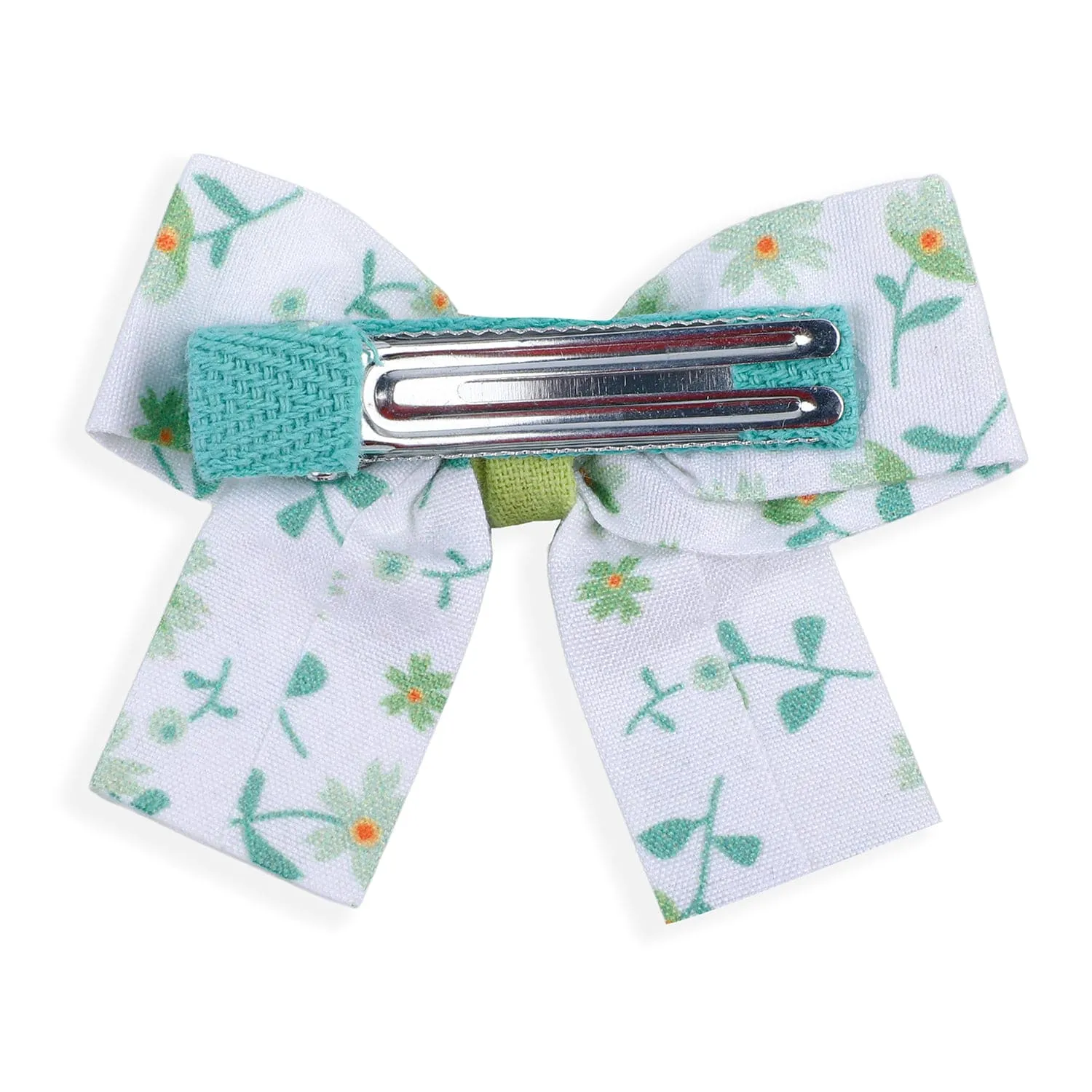 Floral Hair Bow Clip Set of 2 - Green