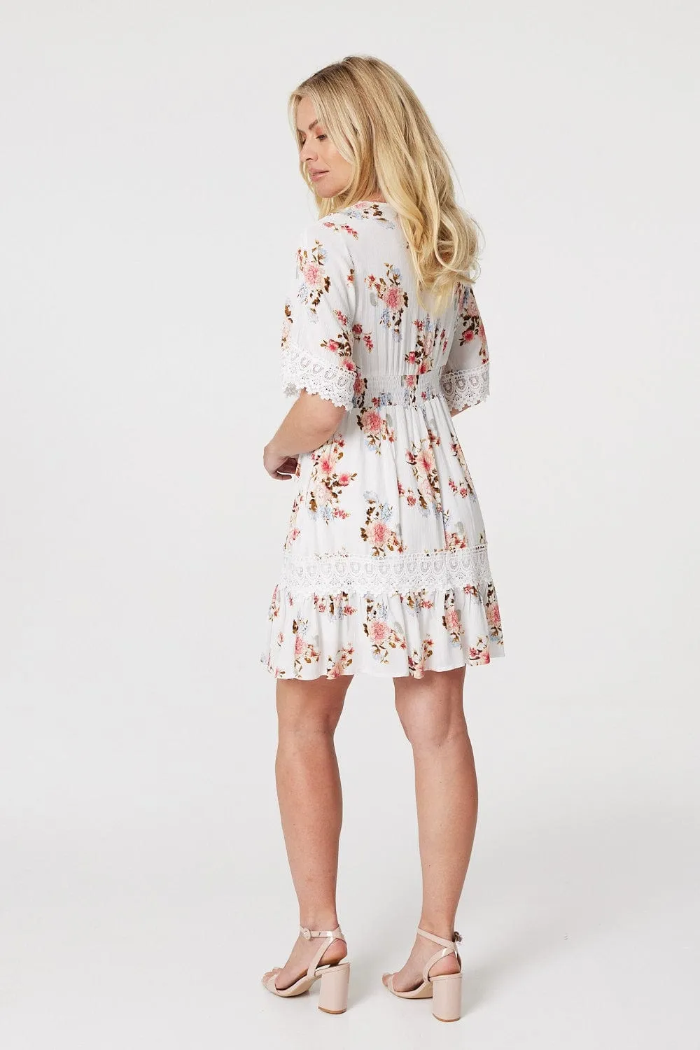 Floral Lace Detail Skater Dress