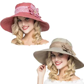 Floral Lace Wide Brim Panama Hat