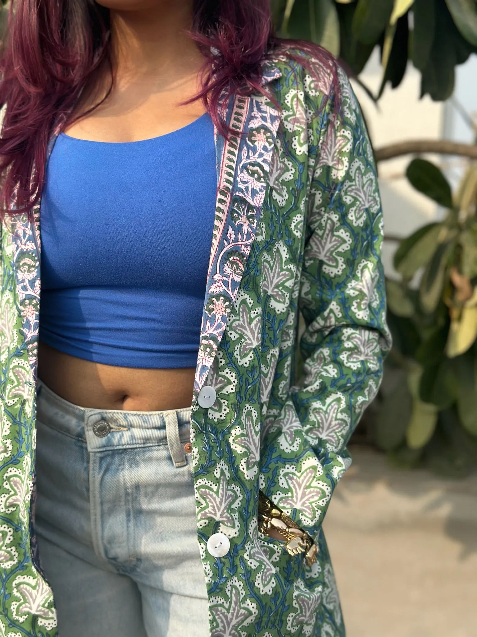 Floral Marble Blue Blazer