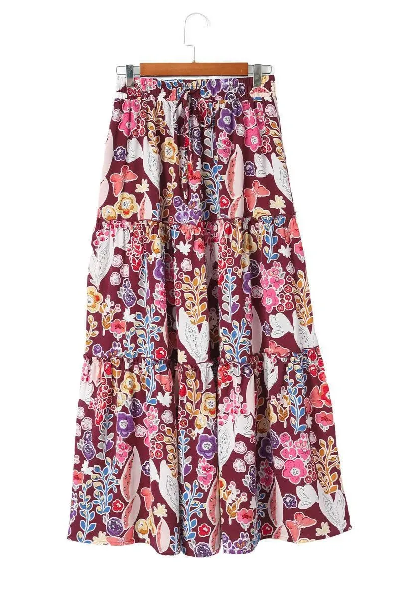 Floral Print High Waist Maxi Skirt: Embrace the Boho Chic Vibe