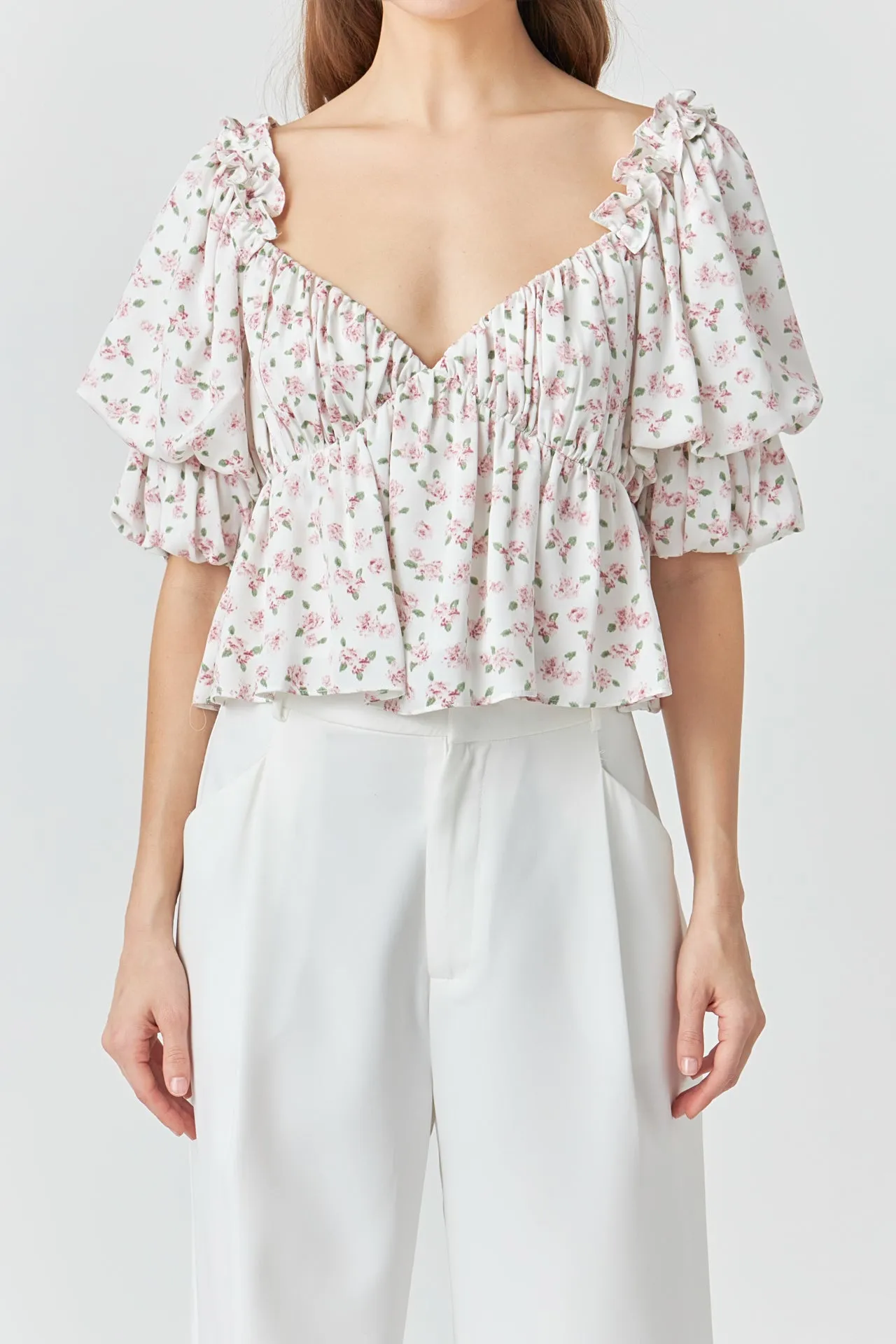 Floral Print Satin Top