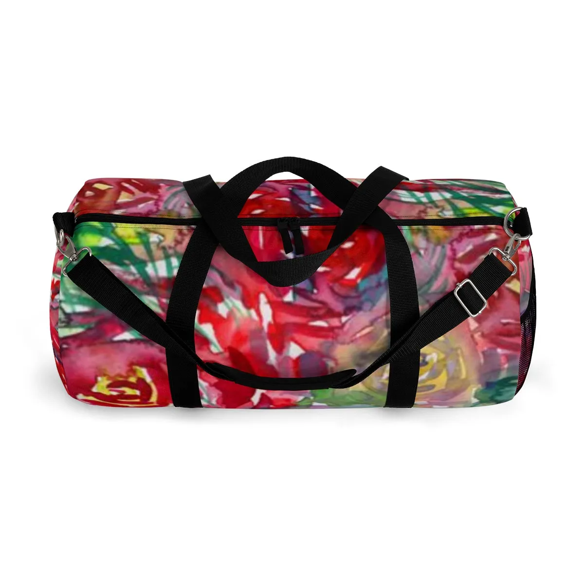 Floral Red Rose Gym Bag, Flower Print All Day Small Or Large Size Duffel Bag For Ladies, Made in USA