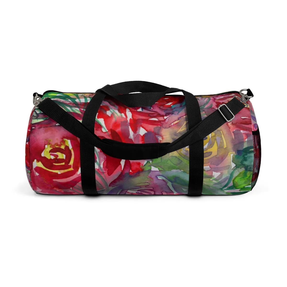 Floral Red Rose Gym Bag, Flower Print All Day Small Or Large Size Duffel Bag For Ladies, Made in USA