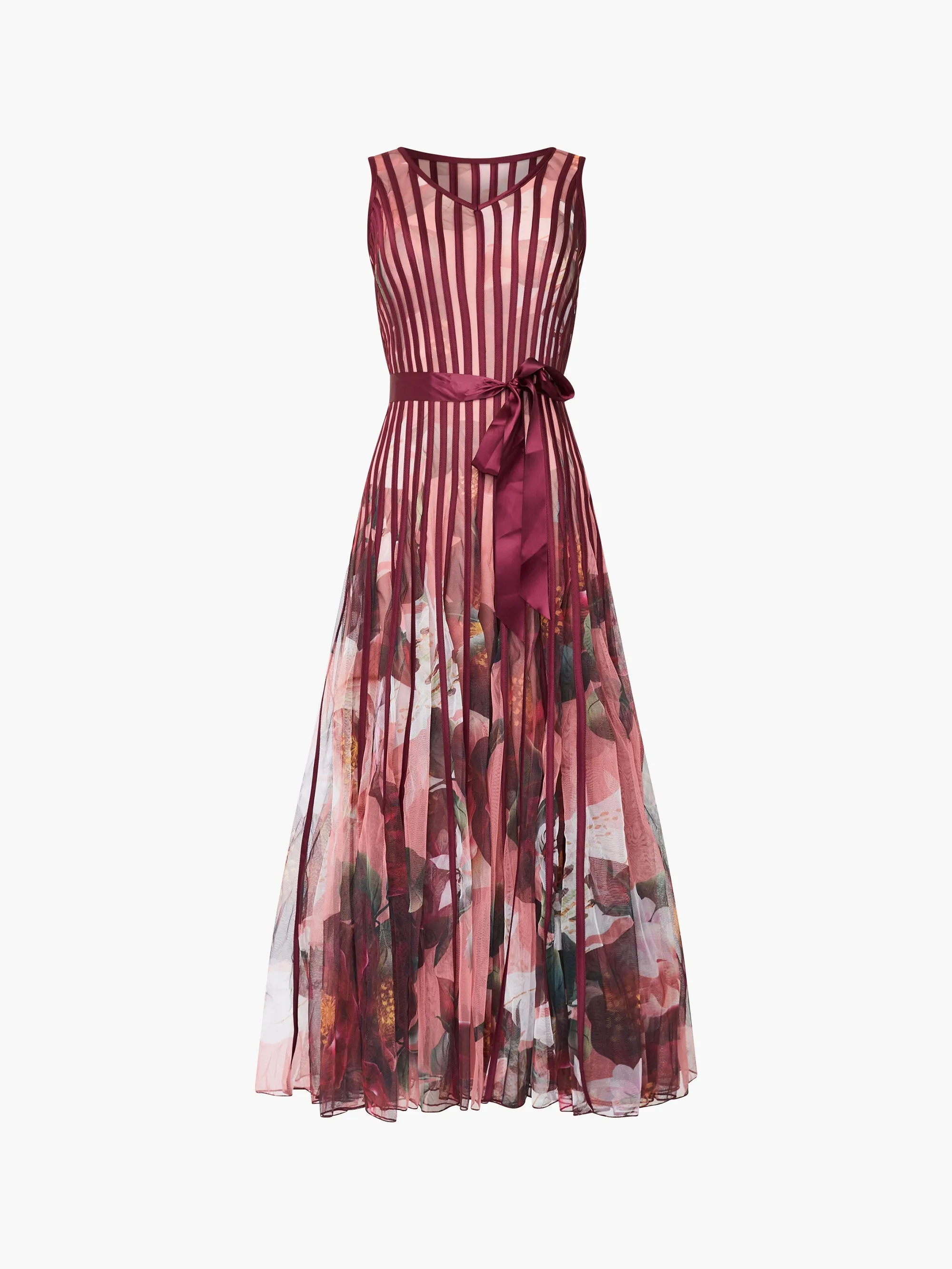 Floral Satin Panel Midaxi Dress