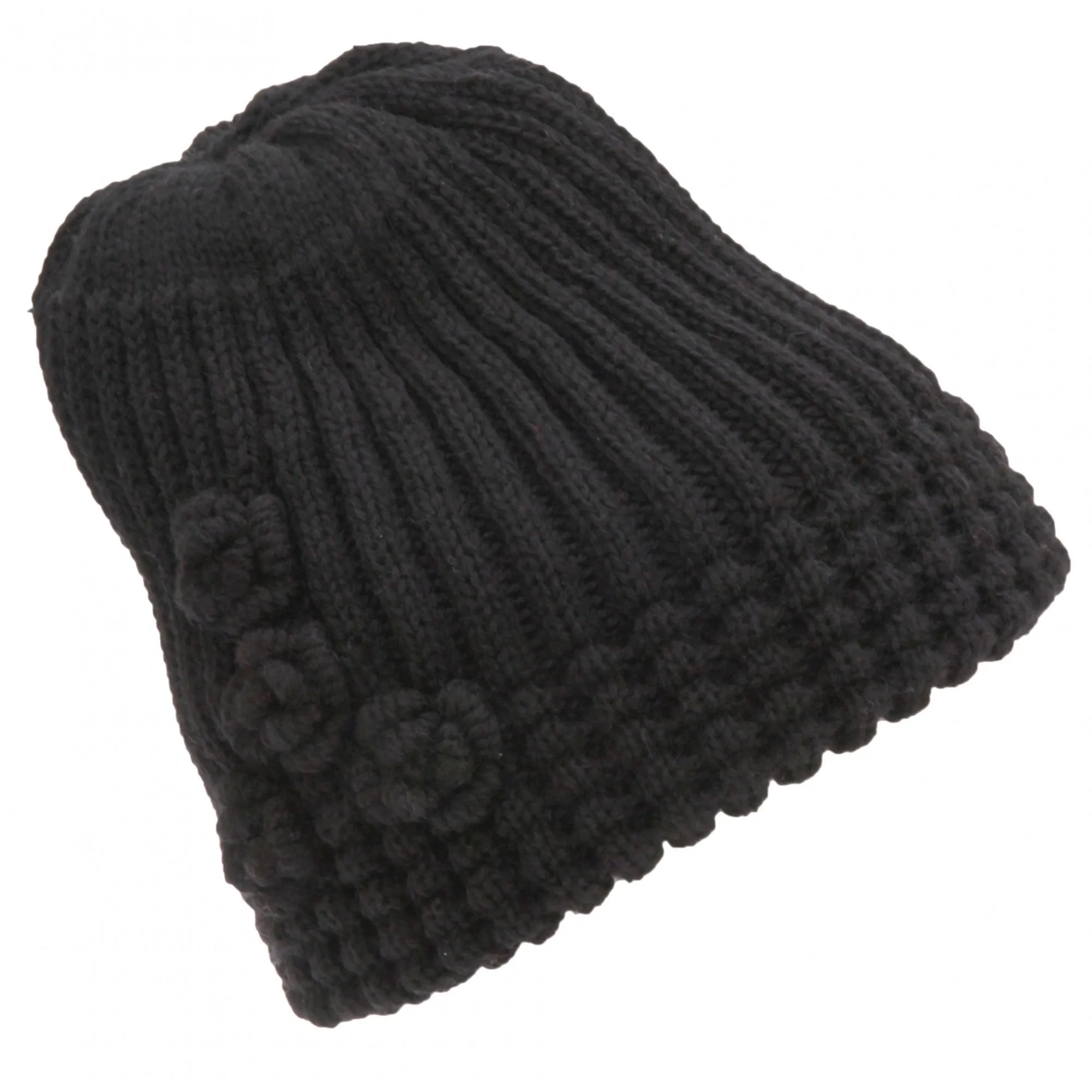 FLOSO Ladies/Womens Winter Ribbed Beanie Hat With Floral Pattern