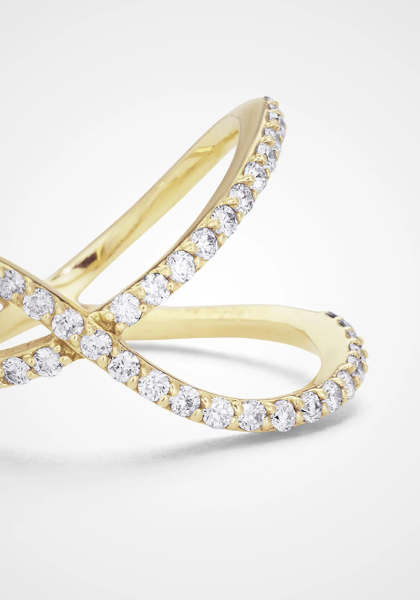 Flou Overlapping Two Row, 18K Yellow Gold   Diamond Pavé Ring