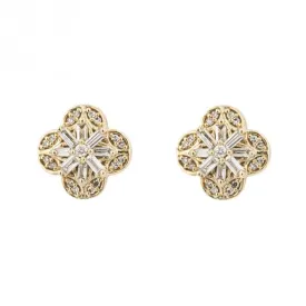 Flower Diamond 9ct Yellow Gold Stud Earrings GE1009