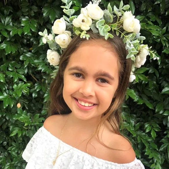 Flower Girl / Holy Communion Floral Flower Crown - White