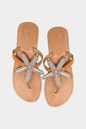 Flower Star Sandals | White/Silver