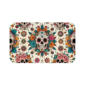 Flowers with Sugar Skull - Bath Mat