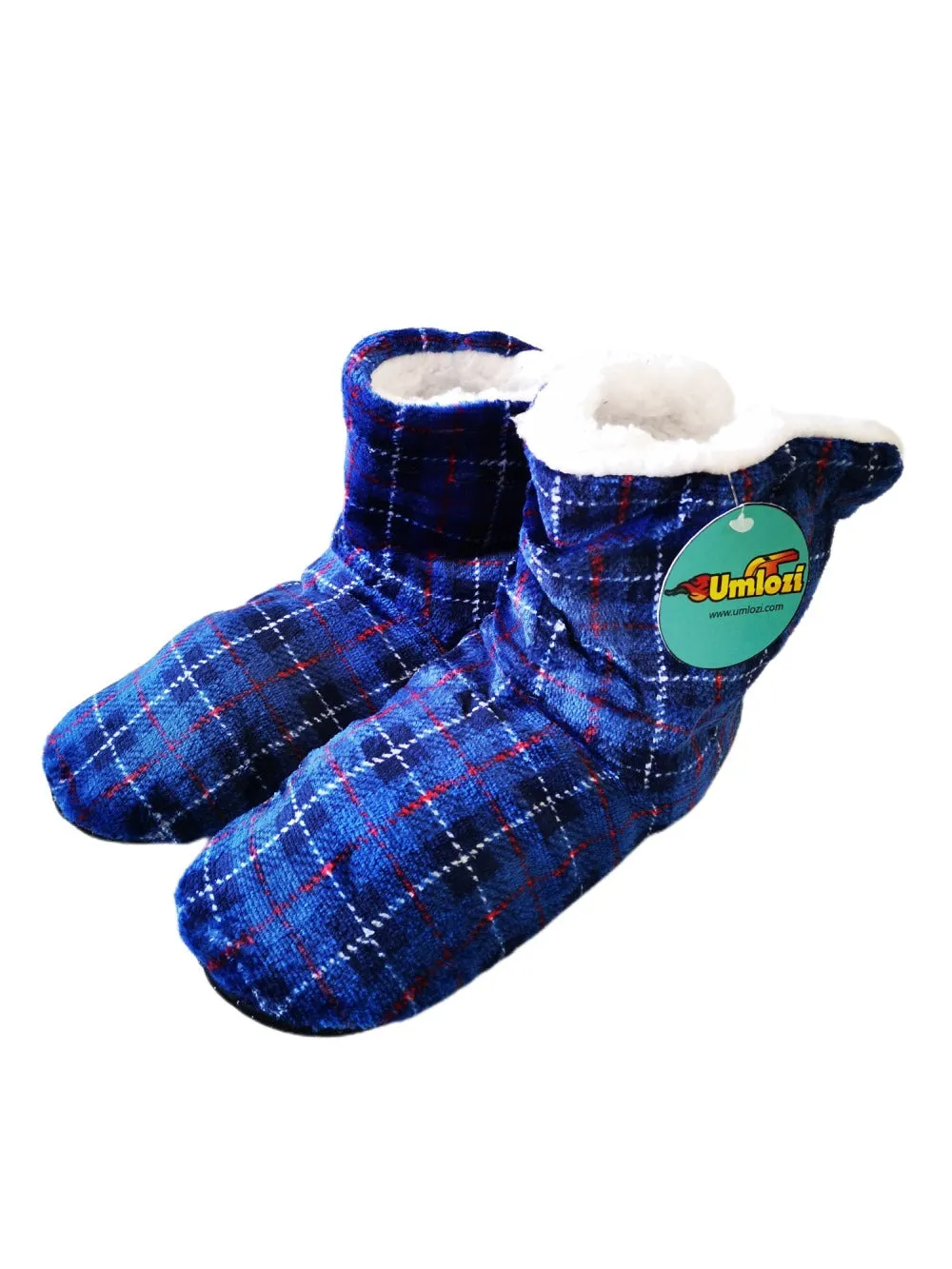 Fluffy Indoor Sherpa Fleece Slipper - Check Boot Style UK 5 - UK 8