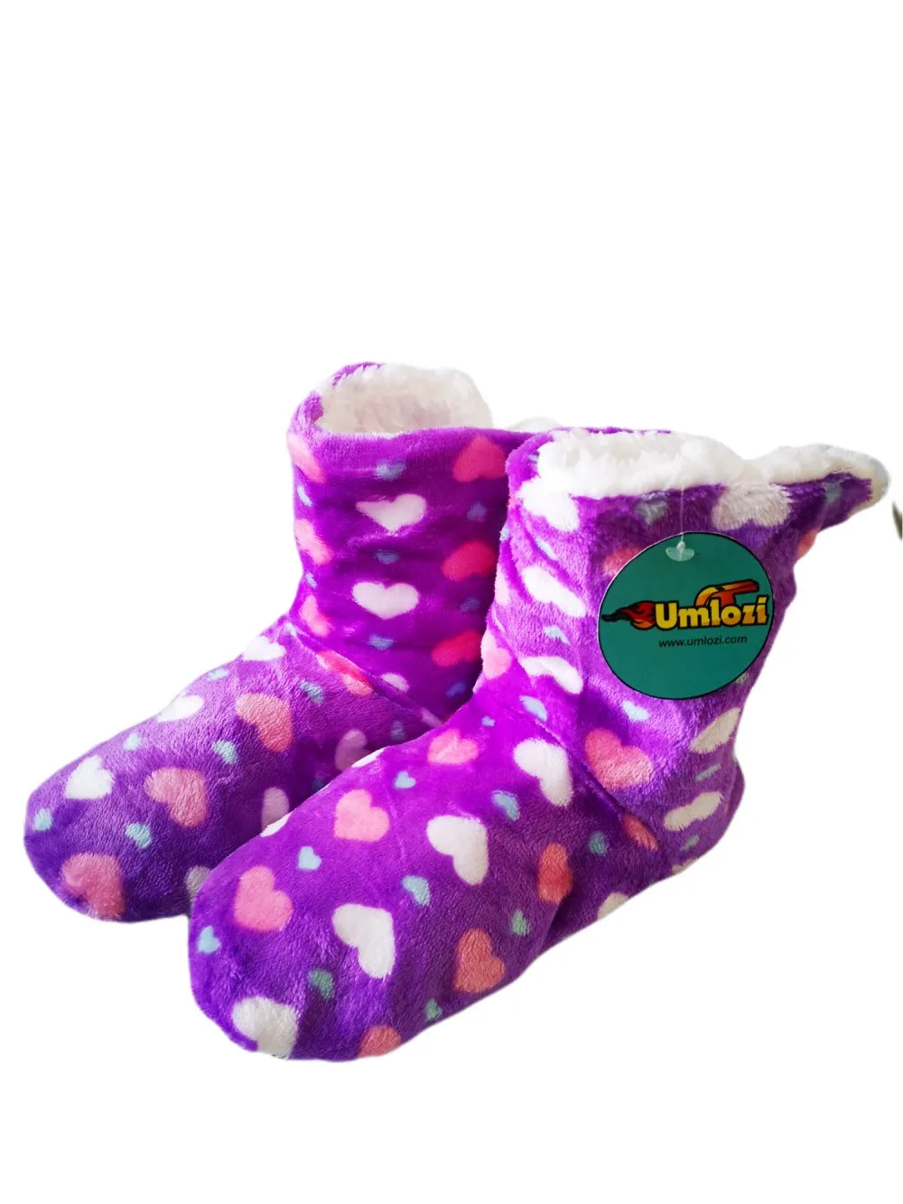 Fluffy Indoor Sherpa Fleece Slipper - Check Boot Style UK 5 - UK 8