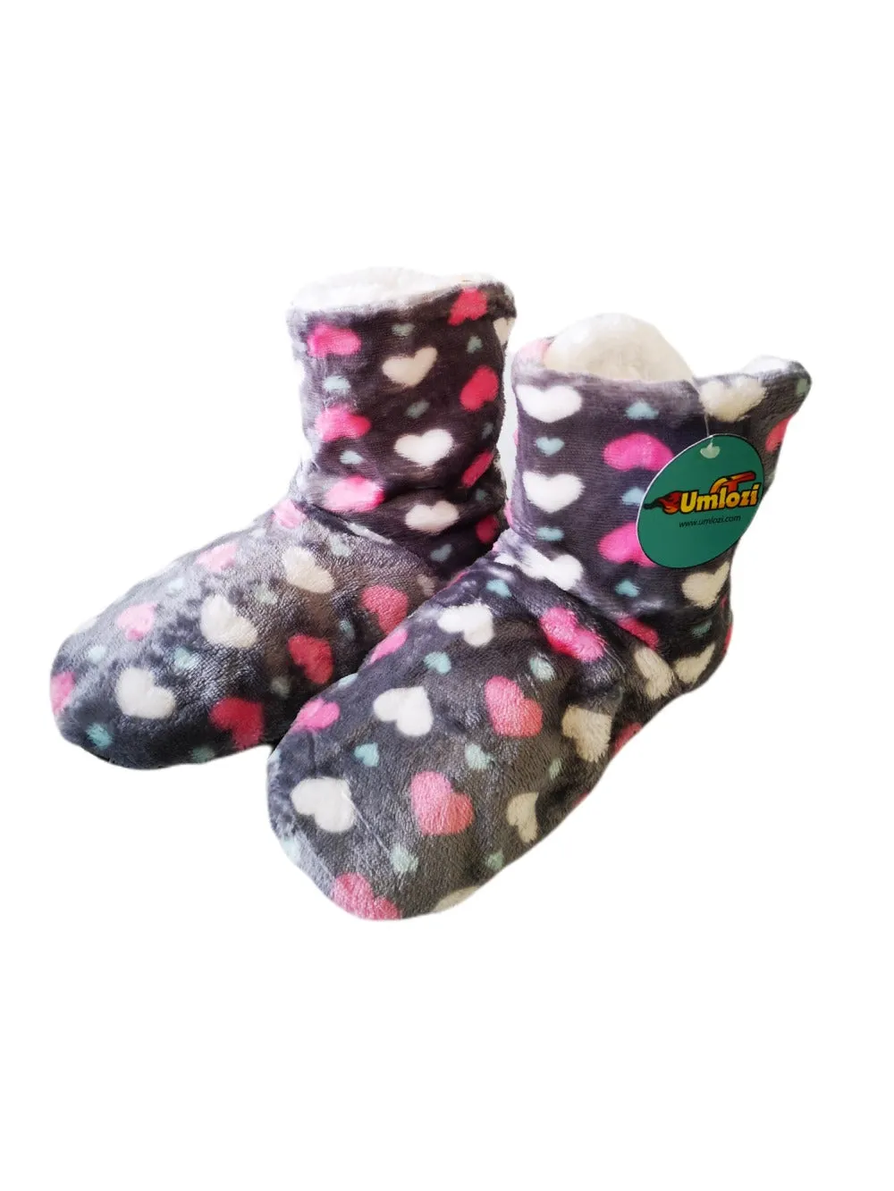 Fluffy Indoor Sherpa Fleece Slipper - Check Boot Style UK 5 - UK 8