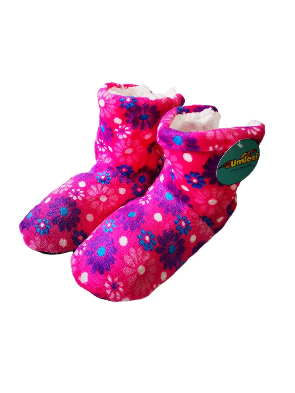 Fluffy Indoor Sherpa Fleece Slipper - Check Boot Style UK 5 - UK 8