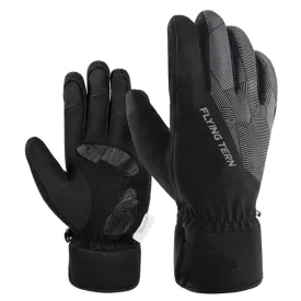 FLYING TERN 315 Thicken Cycling Windproof Warm Touch Screen Gloves, Size: XL(Black Gray)