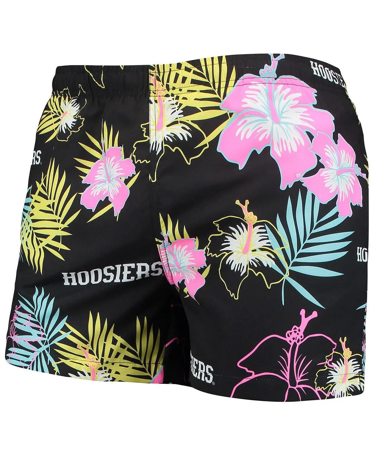 FOCO Men's Black Neon Floral Indiana Hoosiers Swimming Trunks, Black