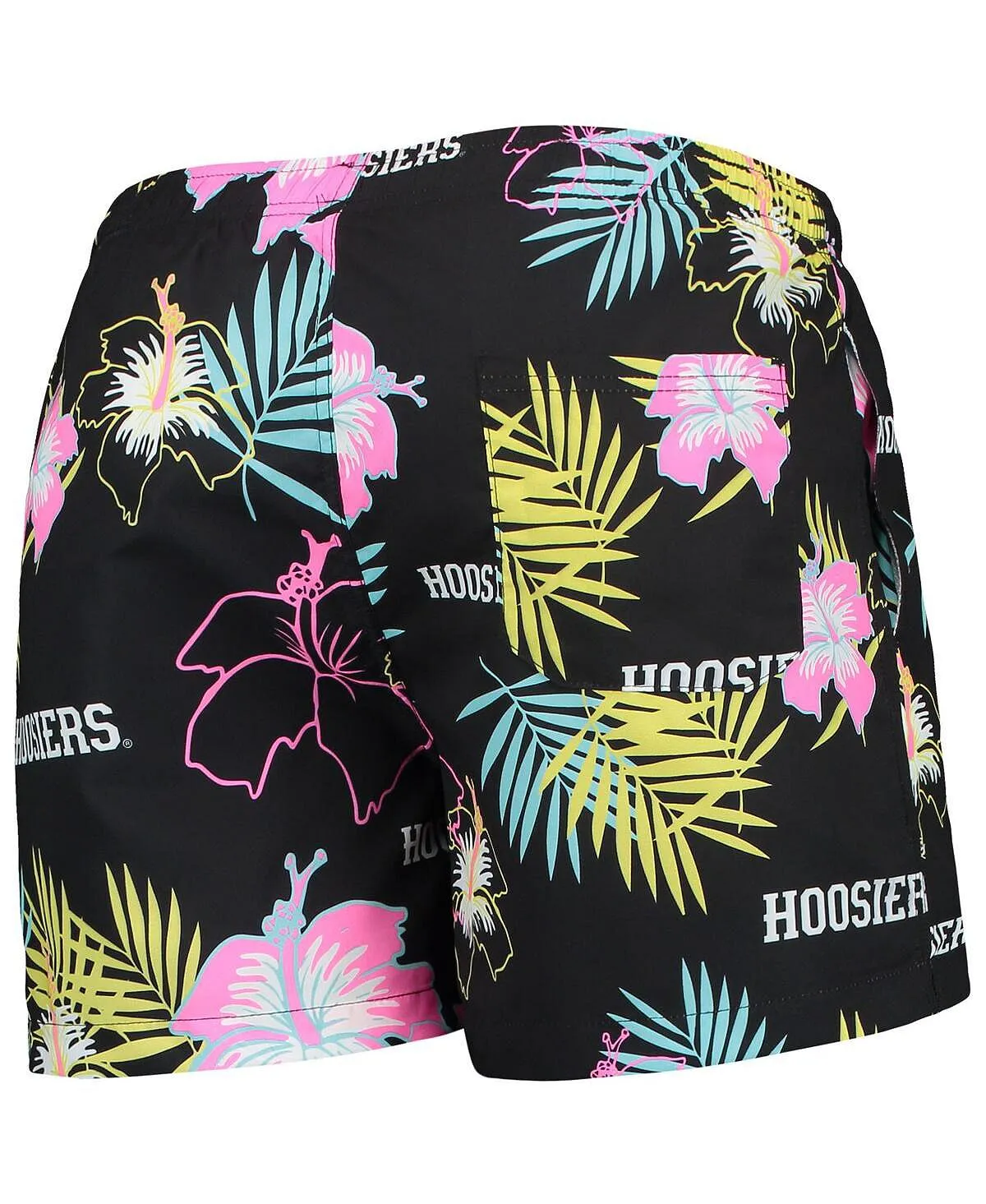 FOCO Men's Black Neon Floral Indiana Hoosiers Swimming Trunks, Black