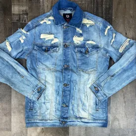 Focus- rip & repair denim jacket (blue)