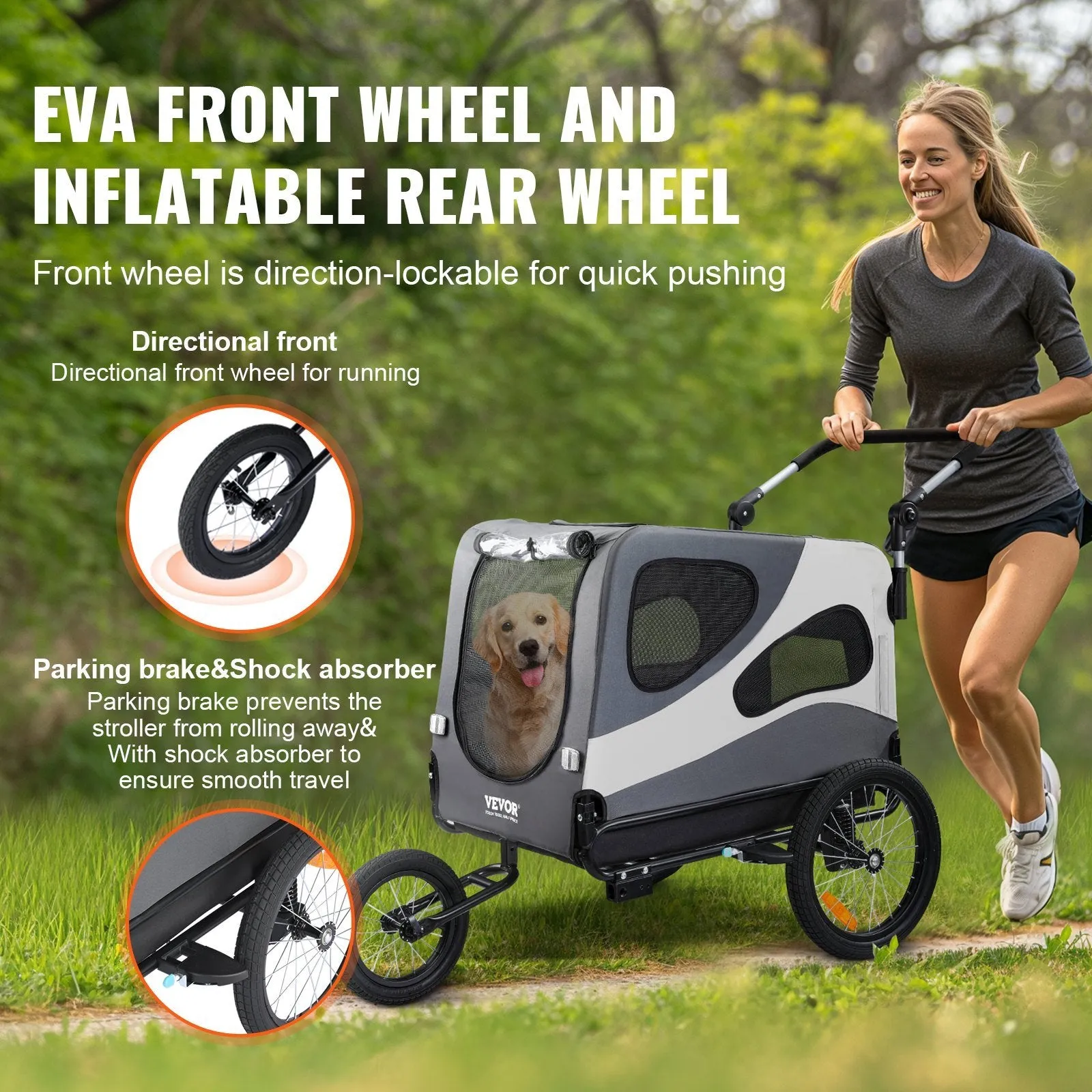 Folding 2-in-1  Stroller Bicycle Carrier Cart Trailer for Dogs - Supports up to 100 lbs