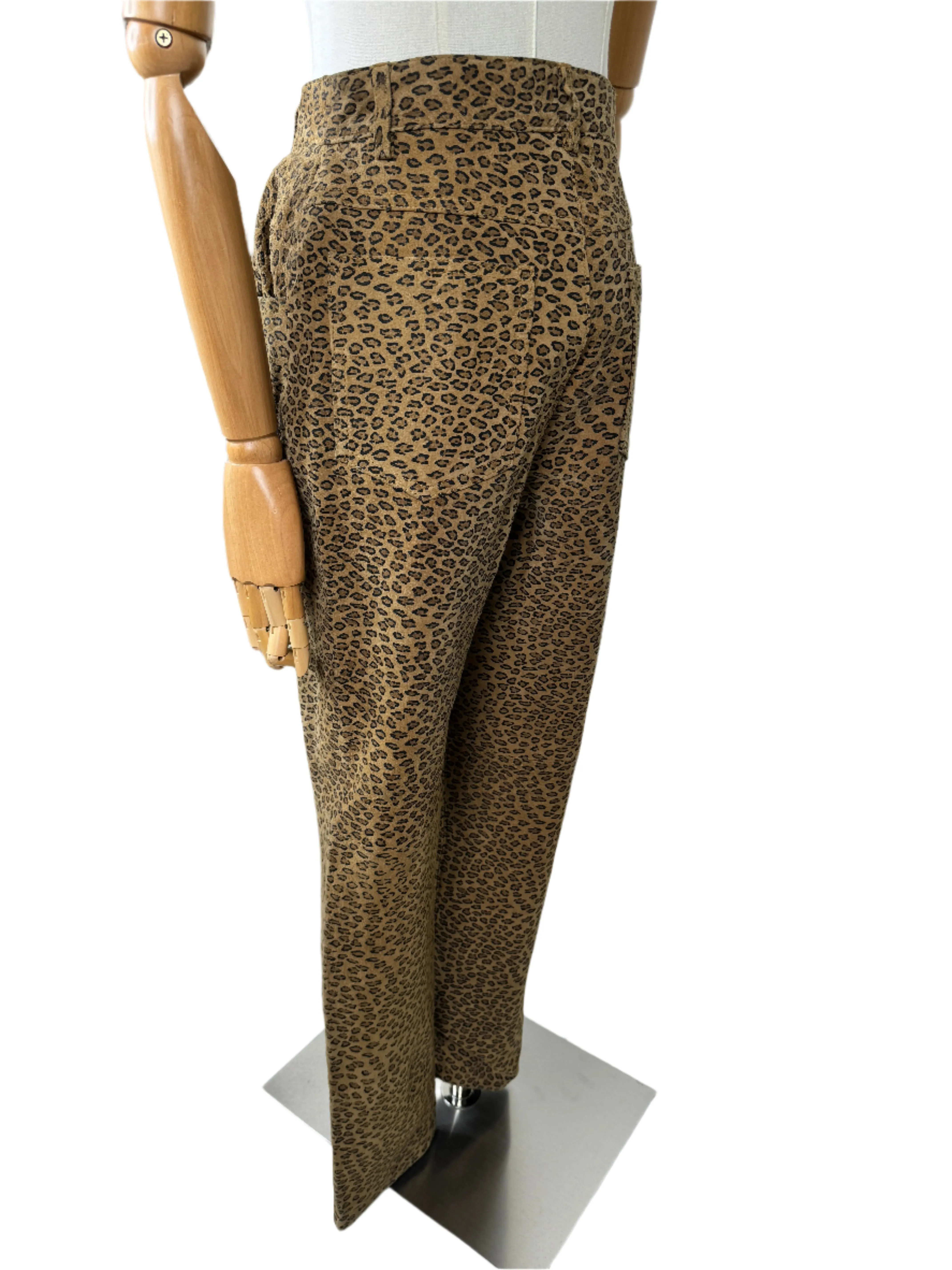 Forenza Leopard Print Leather Pants 1980s