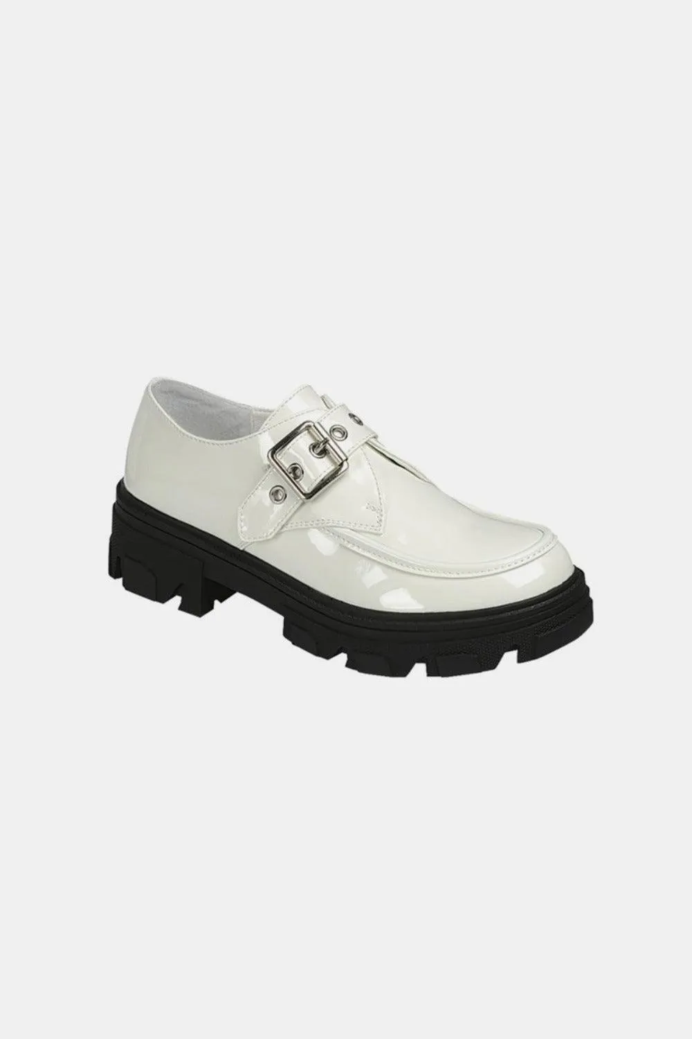 Forever Link Loafers USA Stock White Buckled Platform Lug Sole Shoes