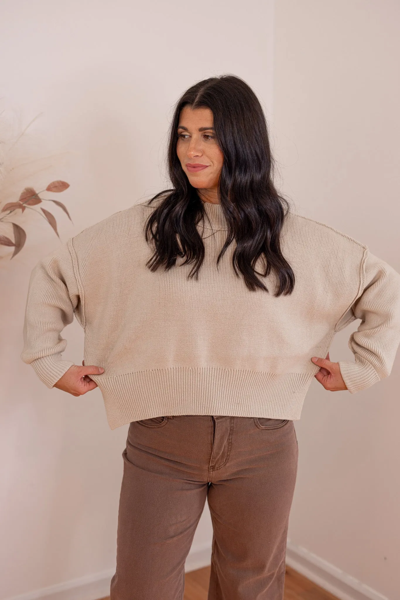 Forever Yours Cropped Oatmeal Sweater