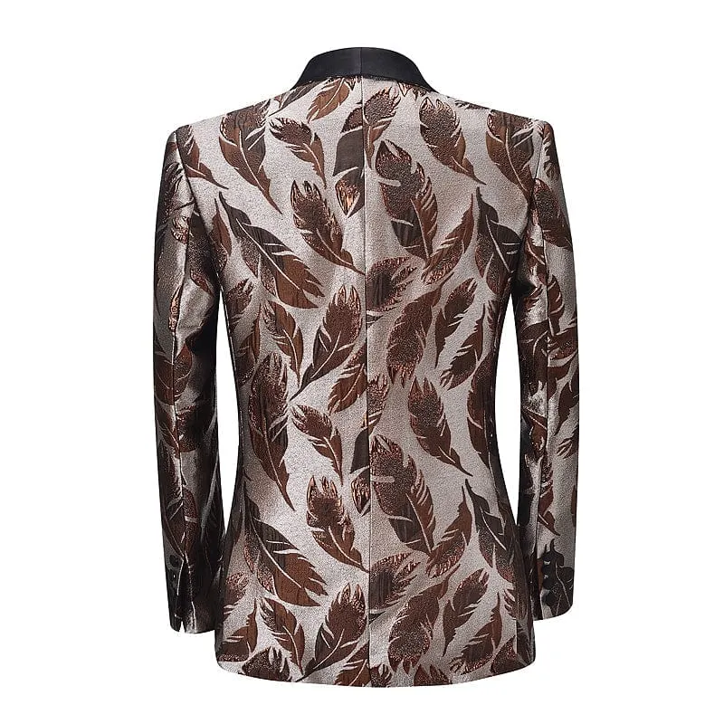 Formal Patterned Tuxedos Shawl Lapel 2 Pieces Mens Suit (Blazer Pants)