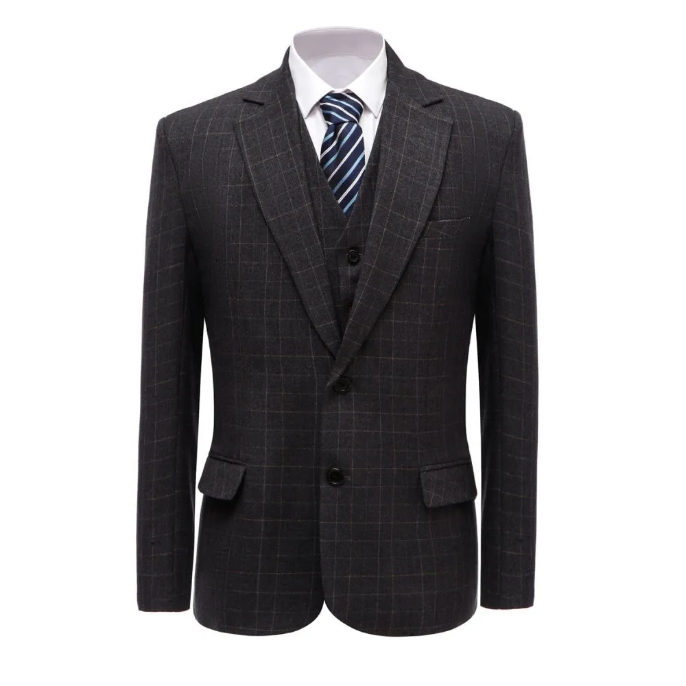 Formal Plaid 3 Pieces Mens Suit Tuxedos (Blazer vest Pants)