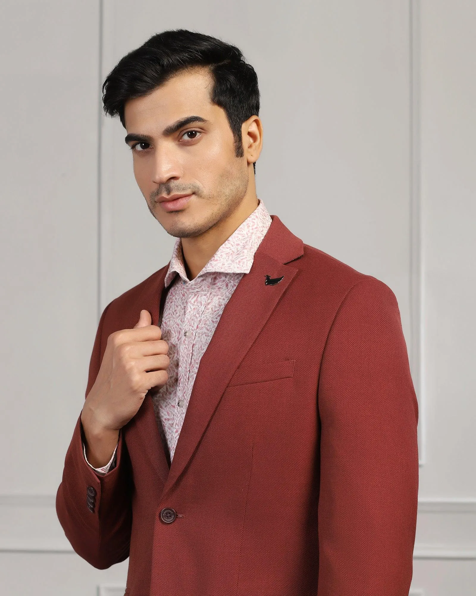 Formal Rust Textured Blazer - Garwin