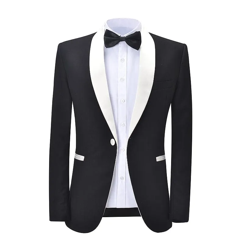 Formal Shawl Lapel 2 Pieces Mens Suit Solid Tuxedos (Blazer Pants)