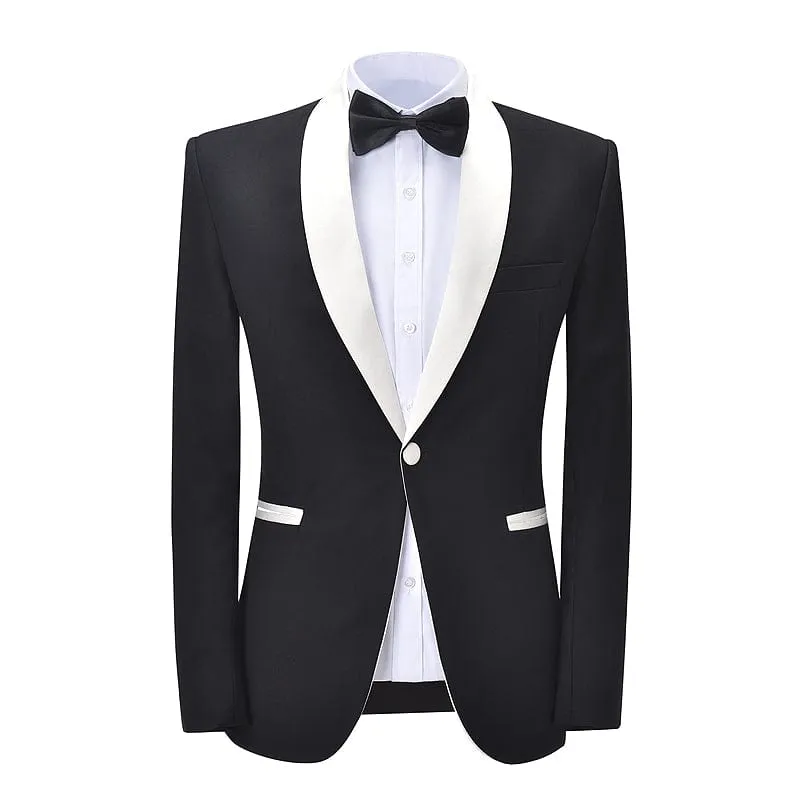 Formal Shawl Lapel 2 Pieces Mens Suit Solid Tuxedos (Blazer Pants)