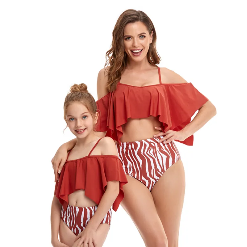 Four Corner Ruffle Parent-Child Split Swimsuit