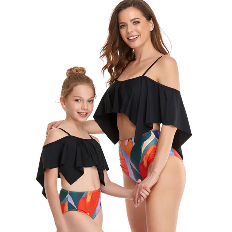 Four Corner Ruffle Parent-Child Split Swimsuit