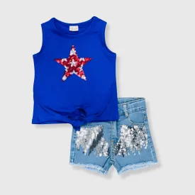 Fourth of July Sequin Denim Outfit